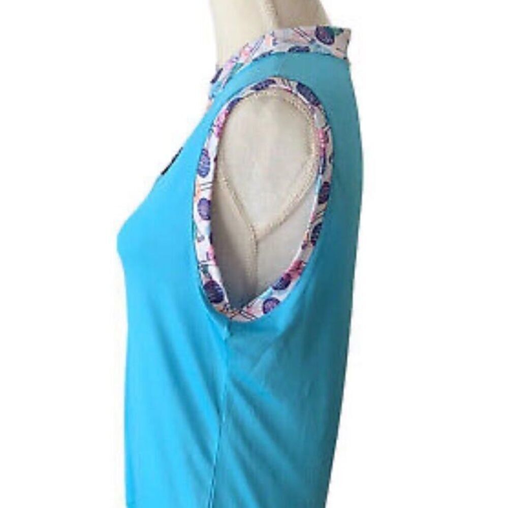 Emerald 18 Women's Golf Top Sleeveless Split V-Neck UPF 50+ Aqua Blue - Picture 3 of 11